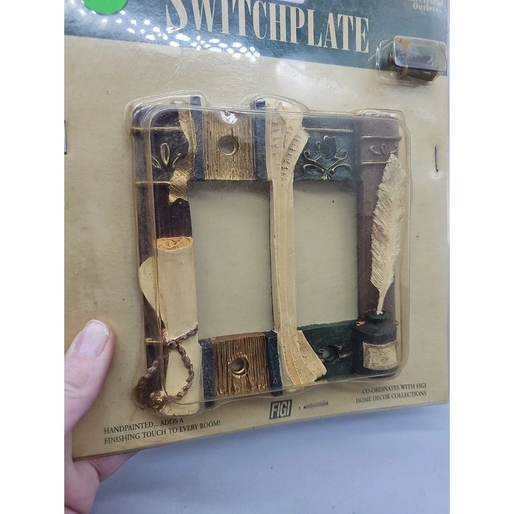 Figi Double Rocker Wall Plate 1998‎ Library Theme New Old Stock